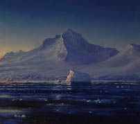 Antarctic Peninsula Ship View Iceberg near Anvers Island David Rosenthal Oill Painting, Images of Antarctica, Images of Antarctic Paintings, Artist working in Antarctica